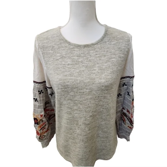 THML Women's Heather Gray Soft Top with Embroidered Arms, Small - Picture 2 of 14